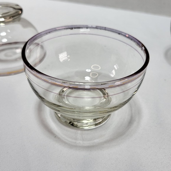 MCM Serving Dinnerware Gold Trim Glass Sherbet Sorbet Dessert Glasses Set of 3 - Picture 7 of 10